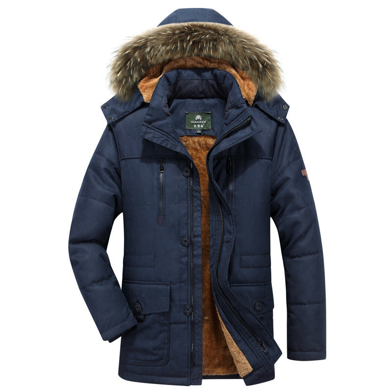 Herren Winterparka mit abnehmbarem Kunstfellkragen und weichem Futter