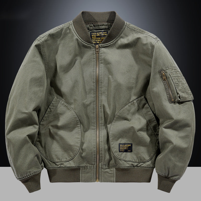 Herren Bomberjacke mit Reißverschluss und Taschen, Rippbündchen, khaki