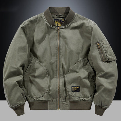 Herren Bomberjacke mit Reißverschluss und Taschen, Rippbündchen, khaki