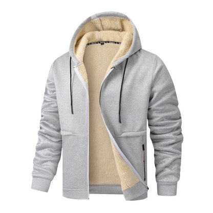 Herren Kapuzenjacke mit Reißverschluss und Plüschfutter