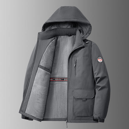 Herren Winterjacke mit Kapuze und Fleecefutter