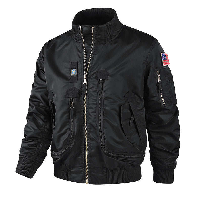 Bomberjacke mit Stehkragen und mehreren Taschen – Tarnmuster