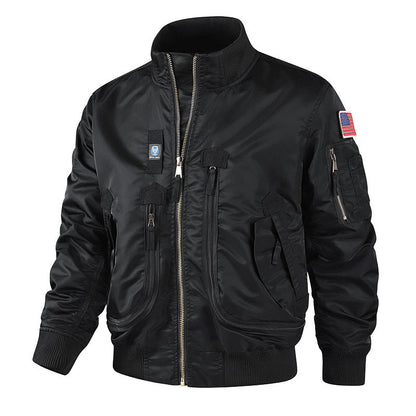 Bomberjacke mit Stehkragen und mehreren Taschen – Tarnmuster