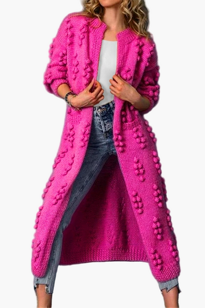 Damen Strickmantel Lang – Modischer Cardigan mit Struktur und Komfort für Alltag & Freizeit