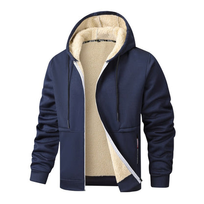Herren Kapuzenjacke mit Reißverschluss und Plüschfutter