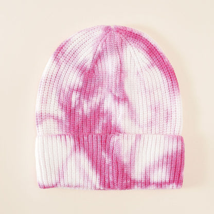 Unisex Beanie Mütze im Rippstrick mit Batik-Muster