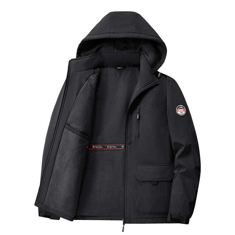 Herren Winterjacke mit Kapuze und Fleecefutter