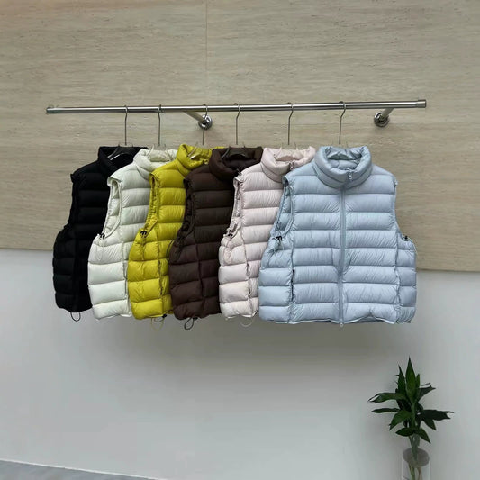 Unisex Steppweste mit Stehkragen und Reißverschluss