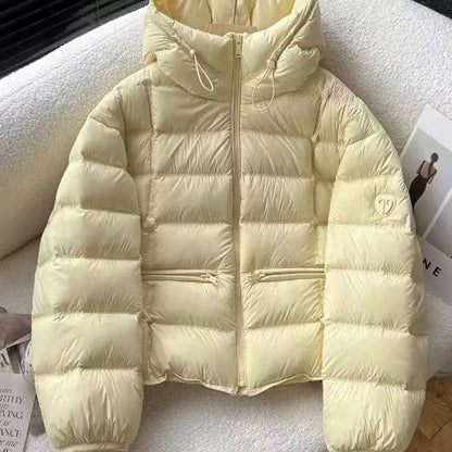 Gesteppte Damen Pufferjacke mit Kapuze und Reißverschlüssen