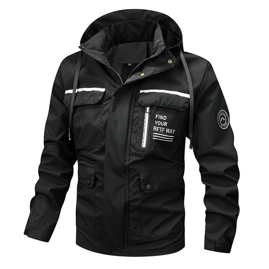 Herren Outdoor Jacke mit Kapuze & Brusttaschen, Windjacke