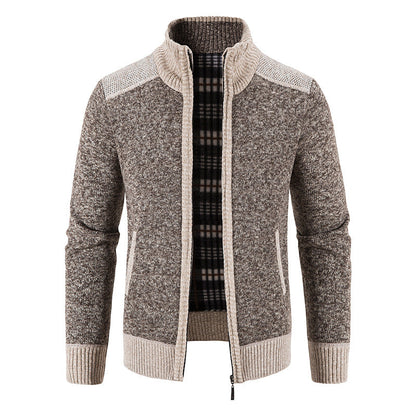 Herren Strickjacke Stehkragen mit Reißverschluss und Innenfutter