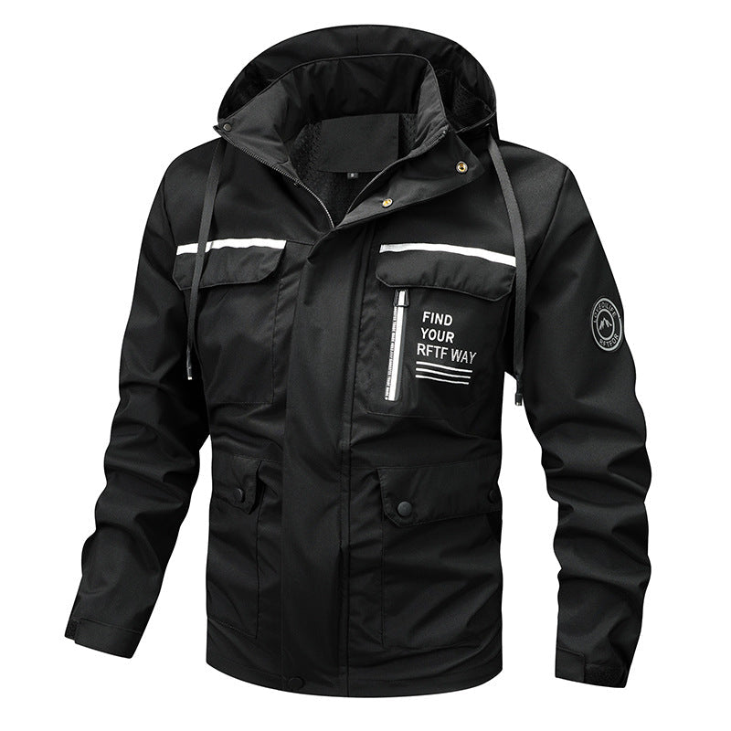Herren Outdoor Jacke mit Kapuze & Brusttaschen, Windjacke