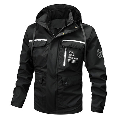 Herren Outdoor Jacke mit Kapuze & Brusttaschen, Windjacke
