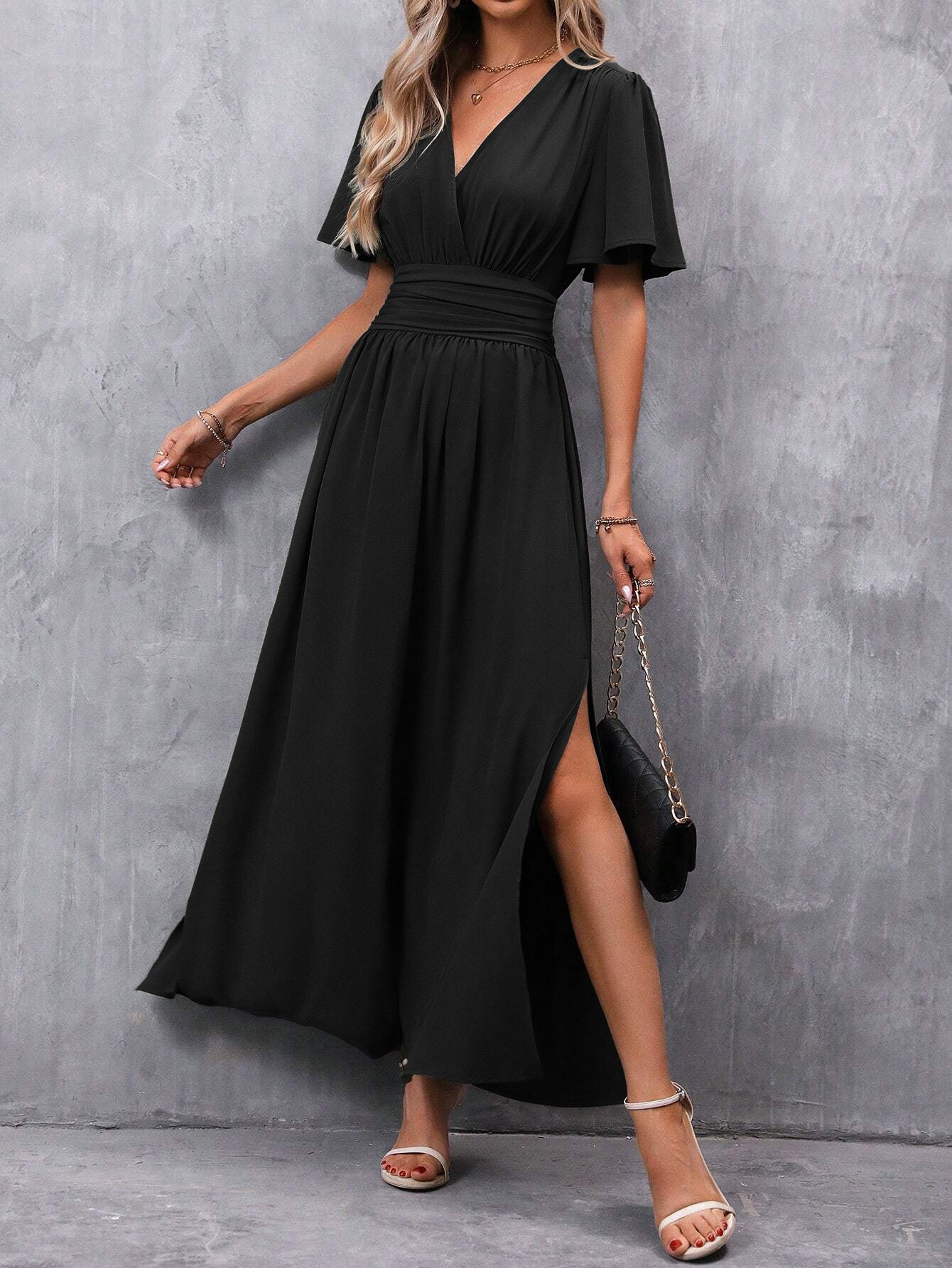 Elegantes Damen Maxi Wickelkleid – Sommerkleid für Hochzeit, Party & Abend – Damen große Größen – Boho & Chic Kleid