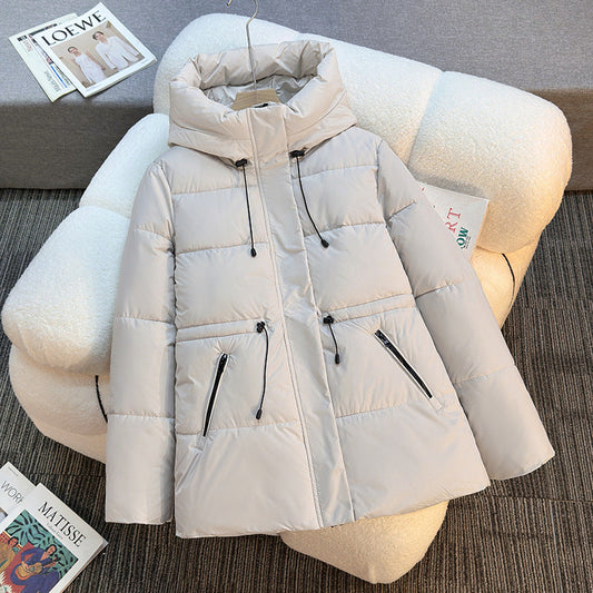 Damen Winter Steppjacke mit Kapuze und Reißverschlusstaschen
