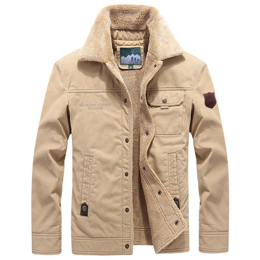 Herren Worker Jacke mit Teddyfutter, Umlegekragen & Knöpfen, Robuste Winterjacke
