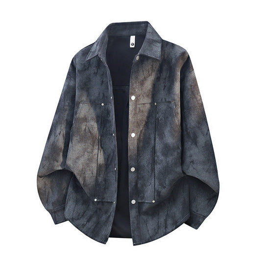 Übergangsjacke Hemdjacke Unisex Tie-Dye Optik Druckknöpfe Lockere Passform
