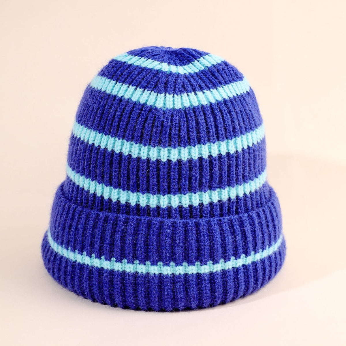 Unisex Mütze Gerippt Gestrickt Gestreift Beanie