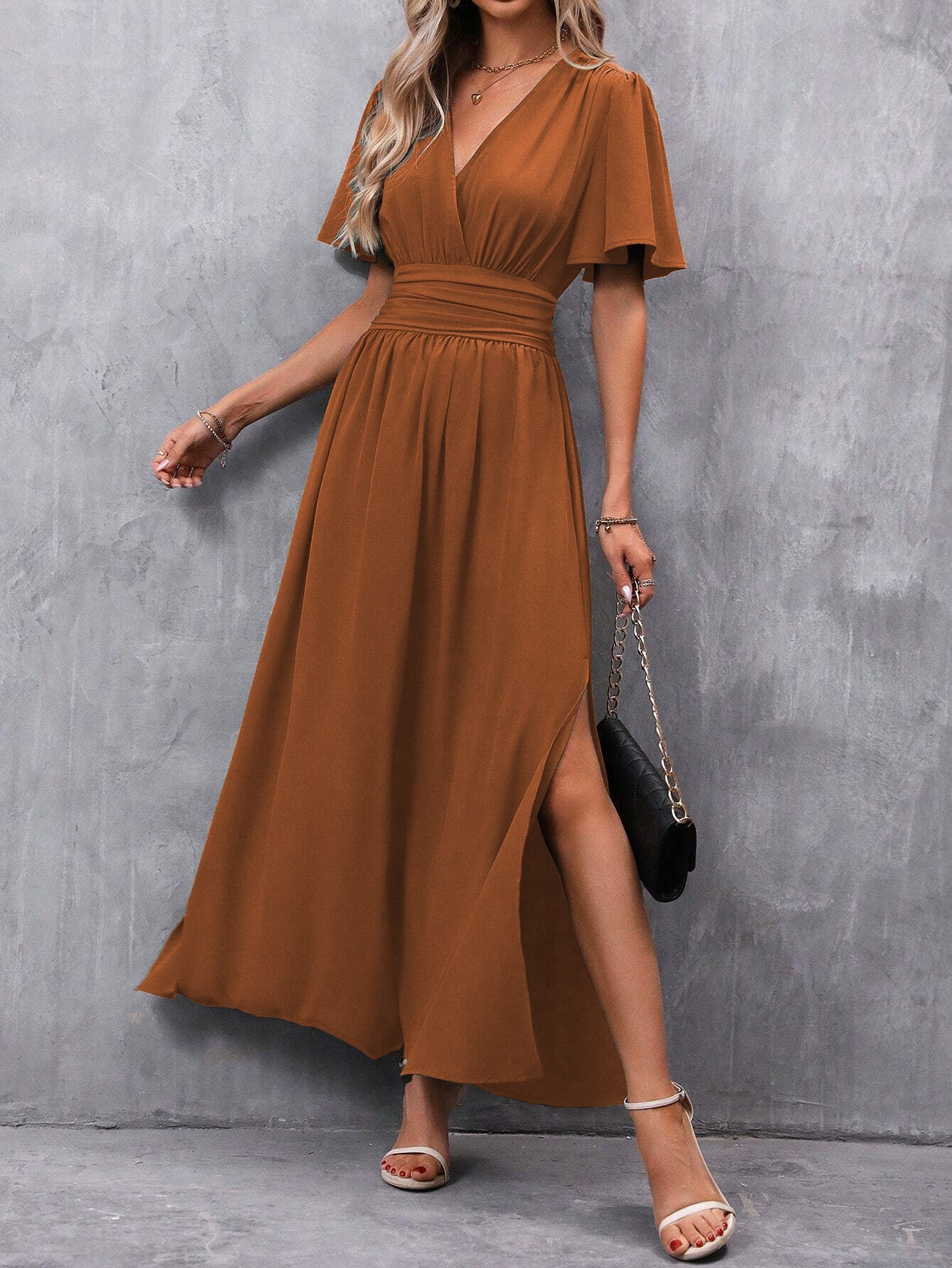 Elegantes Damen Maxi Wickelkleid – Sommerkleid für Hochzeit, Party & Abend – Damen große Größen – Boho & Chic Kleid