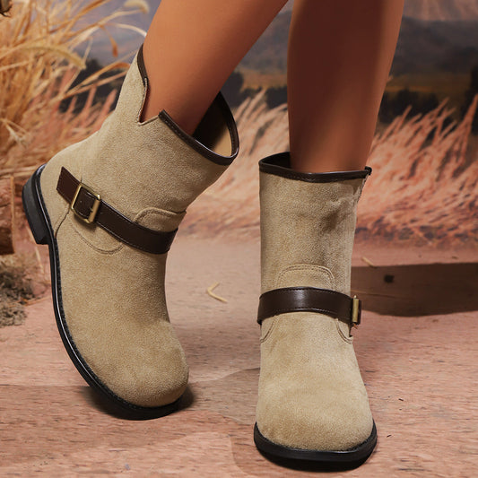 Damen Worker Boots mit Schnalle – Kurze Stiefeletten im Biker-Stil