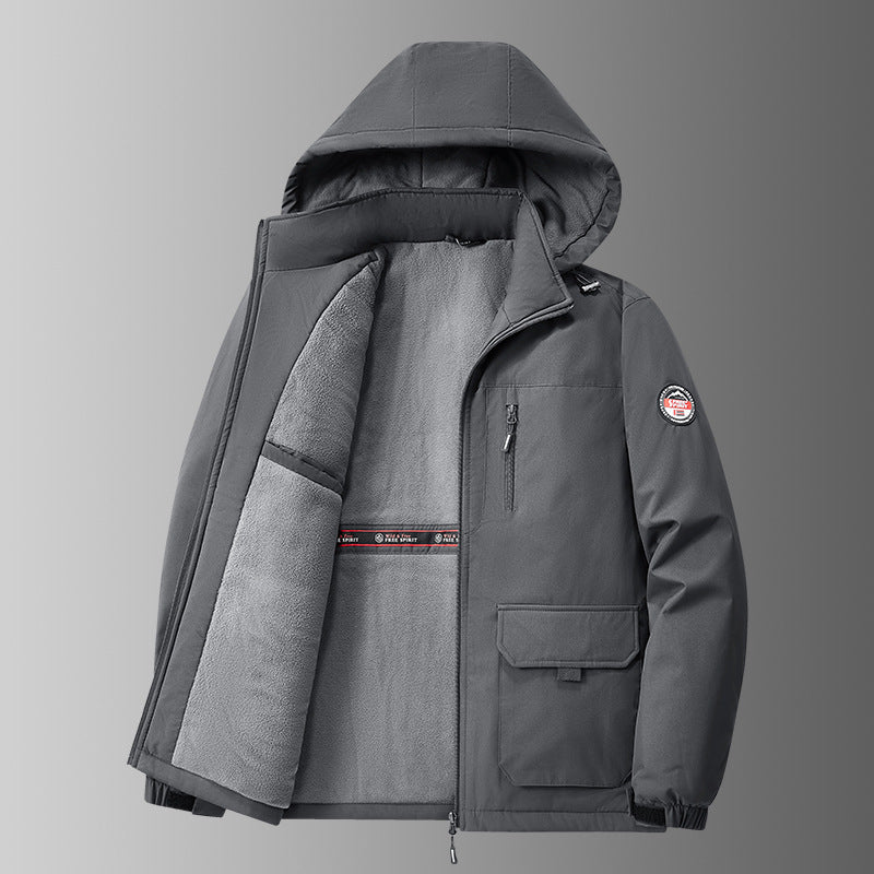 Herren Winterjacke mit Kapuze und Fleecefutter