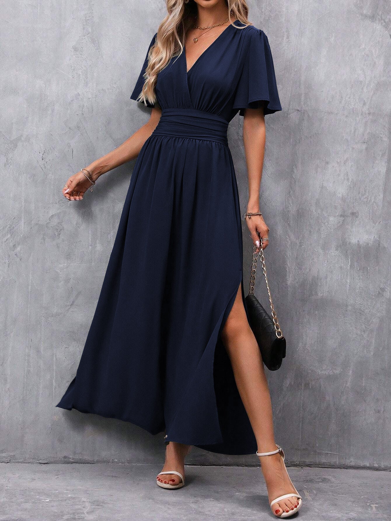 Elegantes Damen Maxi Wickelkleid – Sommerkleid für Hochzeit, Party & Abend – Damen große Größen – Boho & Chic Kleid