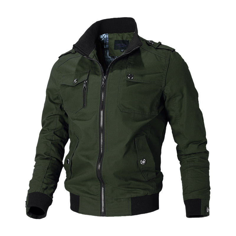 Herren Bomberjacke Freizeitjacke mit Stehkragen und mehreren Taschen