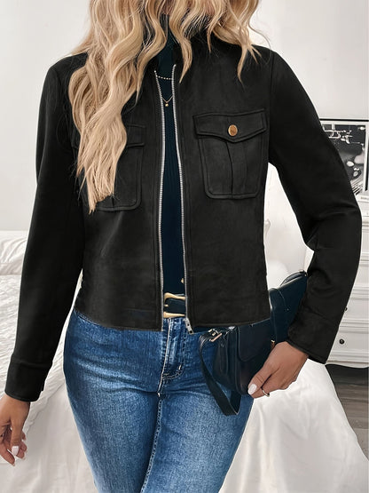 Damen Kurzjacke mit Reißverschluss und Klappentaschen