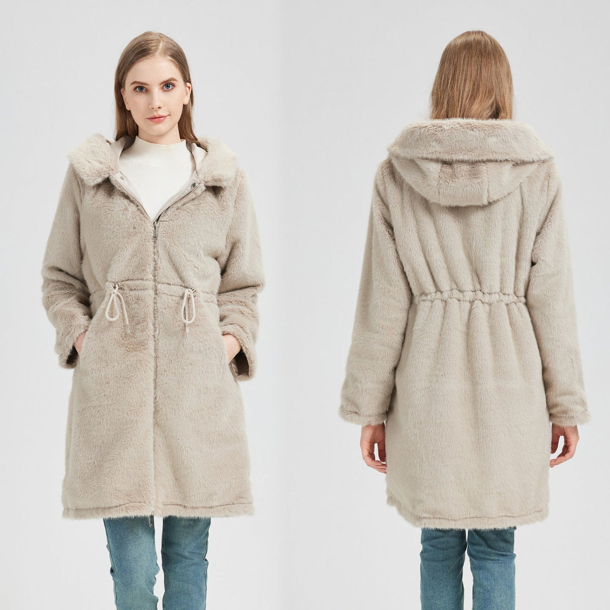 Damen Winterparka mit Kapuze und weichem Futter