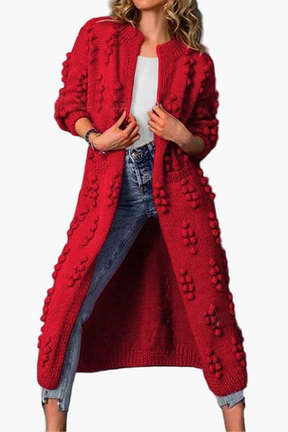 Damen Strickmantel Lang – Modischer Cardigan mit Struktur und Komfort für Alltag & Freizeit