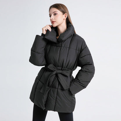 Damen Steppjacke mit hohem Kragen und Taillengürtel, warm gefüttert