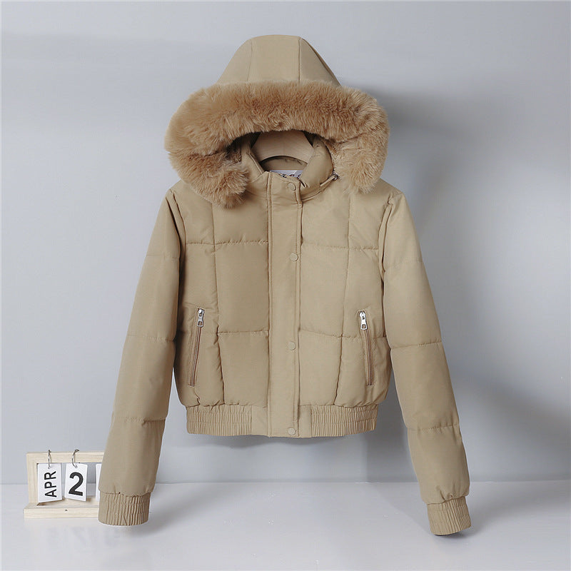 Damen Steppjacke mit Kapuze und Kunstfellbesatz, Kurz geschnitten