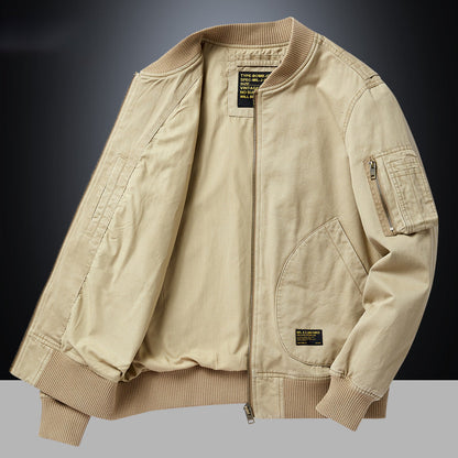 Herren Bomberjacke mit Reißverschluss und Taschen, Rippbündchen, khaki