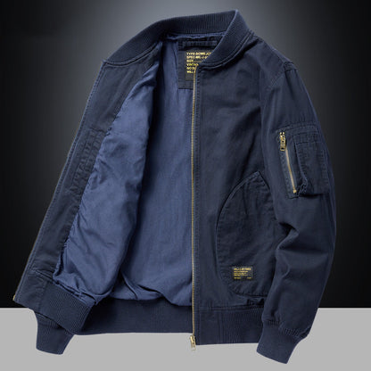 Herren Bomberjacke mit Reißverschluss und Taschen, Rippbündchen, khaki