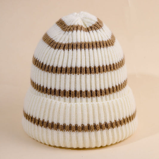 Unisex Mütze Gerippt Gestrickt Gestreift Beanie