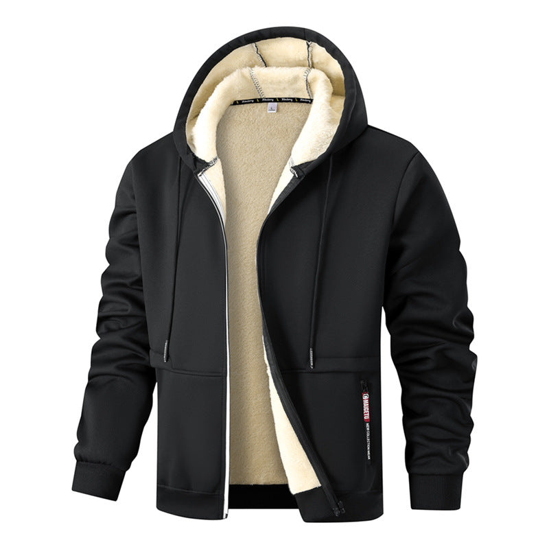 Herren Kapuzenjacke mit Reißverschluss und Plüschfutter