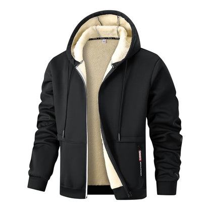 Herren Kapuzenjacke mit Reißverschluss und Plüschfutter