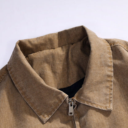 Unisex Jacke mit Kragen Reißverschluss und Rippbündchen
