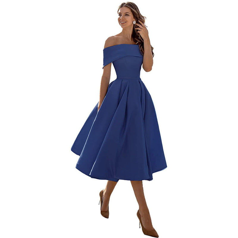 Elegantes Damen-Cocktailkleid mit schulterfreiem Design für festliche Anlässe