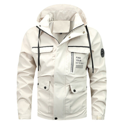 Herren Outdoor Jacke mit Kapuze & Brusttaschen, Windjacke
