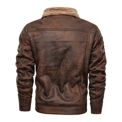 Herren Winterjacke im Pilotenstil mit Teddyfutter und Patches