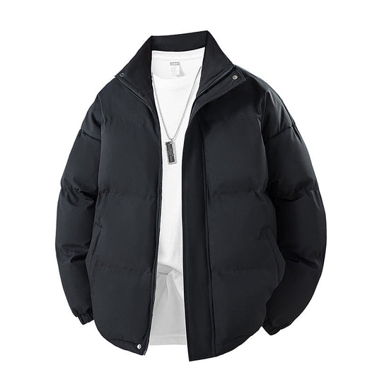 Unisex Winter Steppjacke Schwarz mit Stehkragen