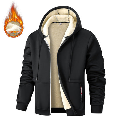 Herren Kapuzenjacke mit Reißverschluss und Plüschfutter