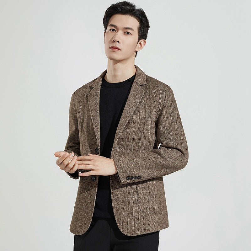 Herren Blazer Sakko aus weichem Material, einreihig, mit Reverskragen und Taschen