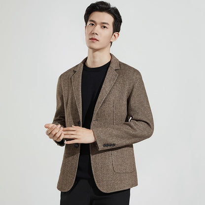 Herren Blazer Sakko aus weichem Material, einreihig, mit Reverskragen und Taschen