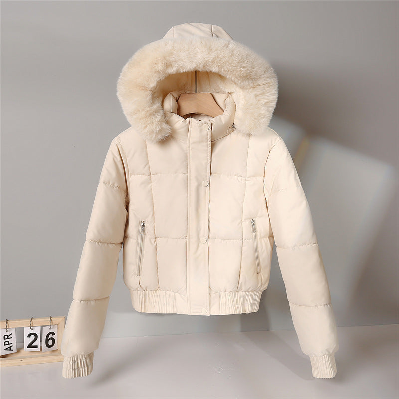 Damen Steppjacke mit Kapuze und Kunstfellbesatz, Kurz geschnitten