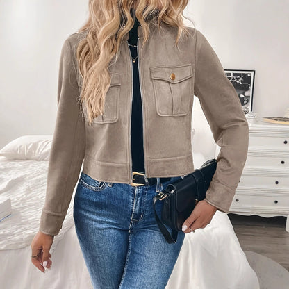 Damen Kurzjacke mit Reißverschluss und Klappentaschen