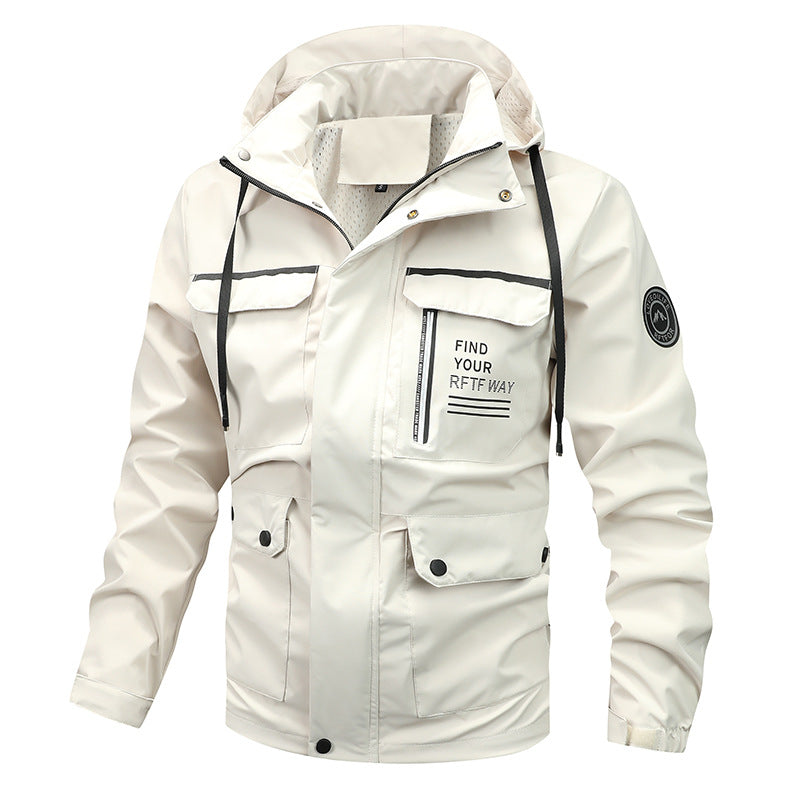 Herren Outdoor Jacke mit Kapuze & Brusttaschen, Windjacke