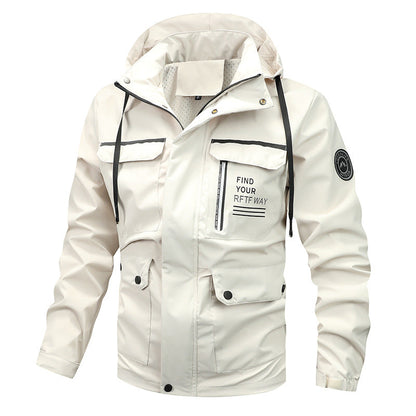 Herren Outdoor Jacke mit Kapuze & Brusttaschen, Windjacke