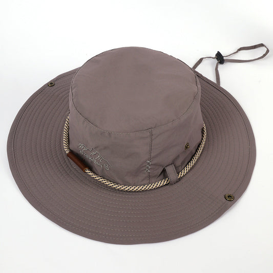 Unisex Anglerhut Outdoor Krempenhut mit Kinnband und Kordel